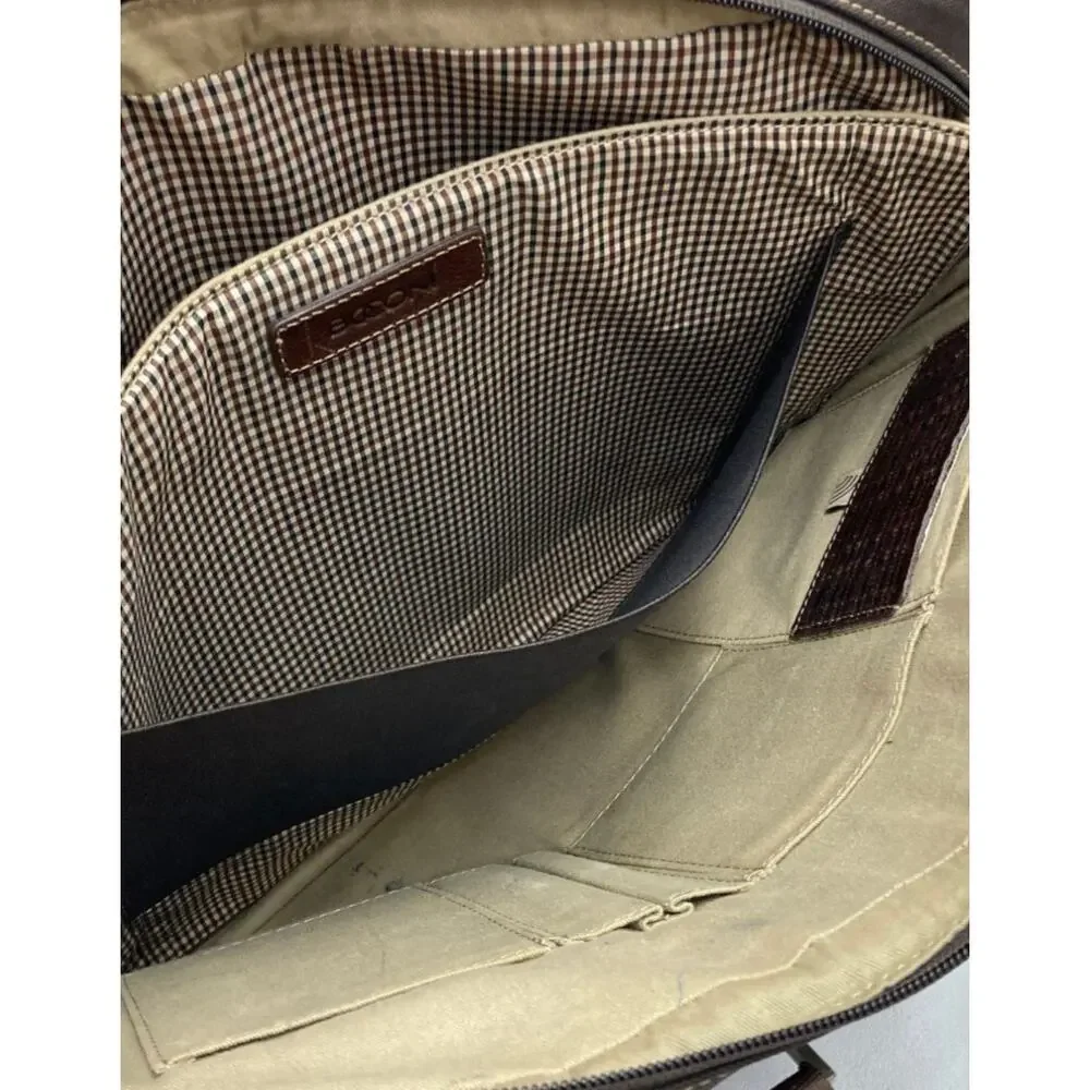 BOCONI GENUINE LEATHER BRIEFCASE MESSENGER BAG WITH CROSSBODY STRAP